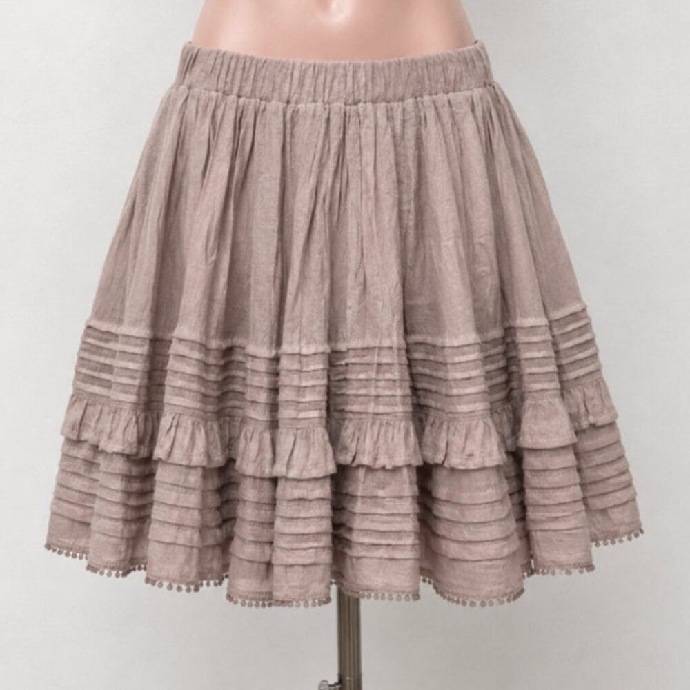 NWT Mustard Seed Poppy & Stella Dusty Rose Lined Pleated Teri Ruffle Mini Med